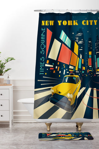 Anderson Design Group NYC Times Square Shower Curtain And Mat