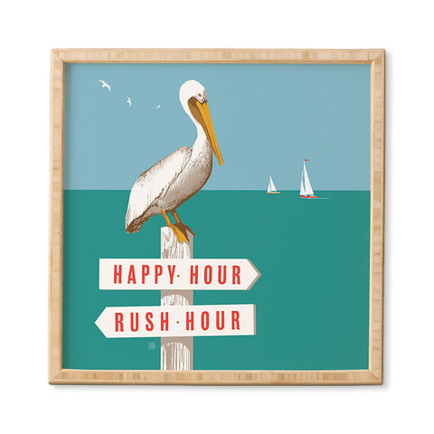 Anderson Design Group Pelican On Rush Hour Happy Hour Sign Framed Wall Art