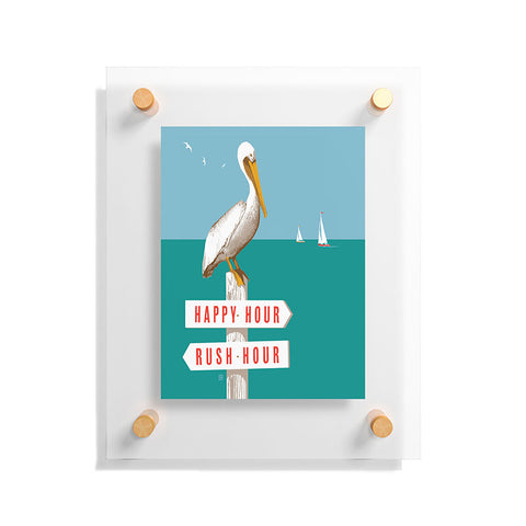 Anderson Design Group Pelican On Rush Hour Happy Hour Sign Floating Acrylic Print