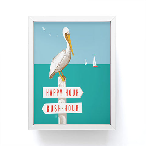 Anderson Design Group Pelican On Rush Hour Happy Hour Sign Framed Mini Art Print