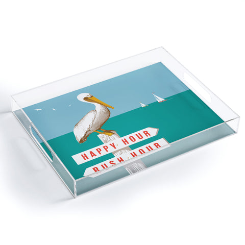 Anderson Design Group Pelican On Rush Hour Happy Hour Sign Acrylic Tray
