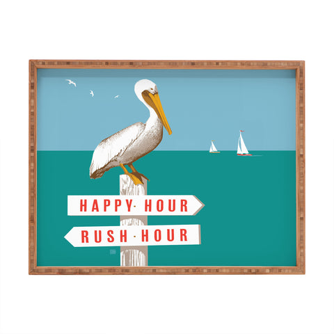 Anderson Design Group Pelican On Rush Hour Happy Hour Sign Rectangular Tray