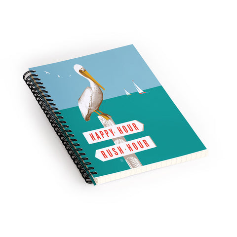 Anderson Design Group Pelican On Rush Hour Happy Hour Sign Spiral Notebook