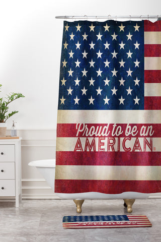 Anderson Design Group Proud To Be An American Flag Shower Curtain And Mat