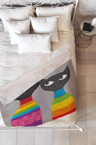 Anderson Design Group Rainbow Cats Fleece Throw Blanket