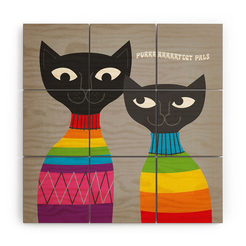 Anderson Design Group Rainbow Cats Wood Wall Mural