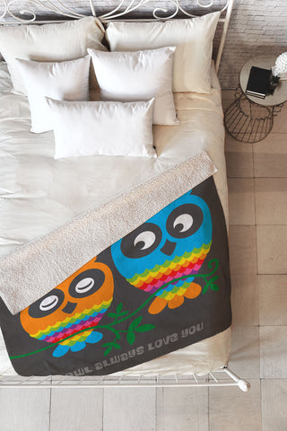 Anderson Design Group Rainbow Owls Fleece Throw Blanket