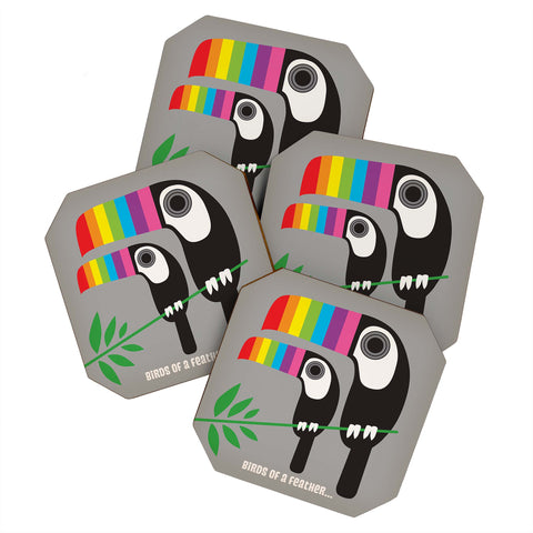 Anderson Design Group Rainbow Toucans Coaster Set