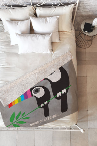 Anderson Design Group Rainbow Toucans Fleece Throw Blanket