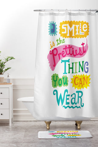 Andi Bird A Smile Is the Prettiest Thing You Can Wear Shower Curtain And Mat