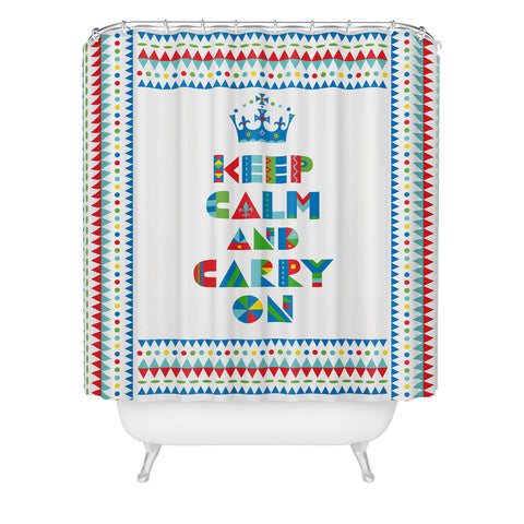 Andi Bird Keep Calm And Carry On Shower Curtain