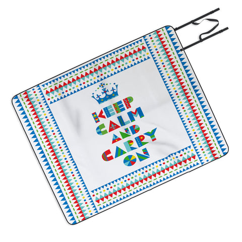 Andi Bird Keep Calm And Carry On Picnic Blanket