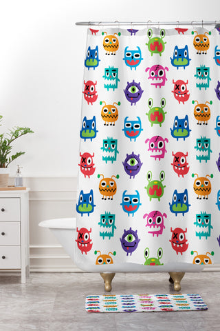 Andi Bird Monstrous Monsters Shower Curtain And Mat