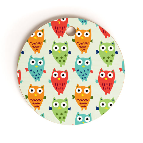 Andi Bird Owl Fun Cutting Board Round