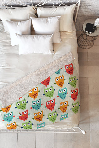 Andi Bird Owl Fun Fleece Throw Blanket