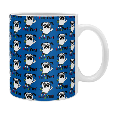 Andi Bird Party Pug Blue Coffee Mug