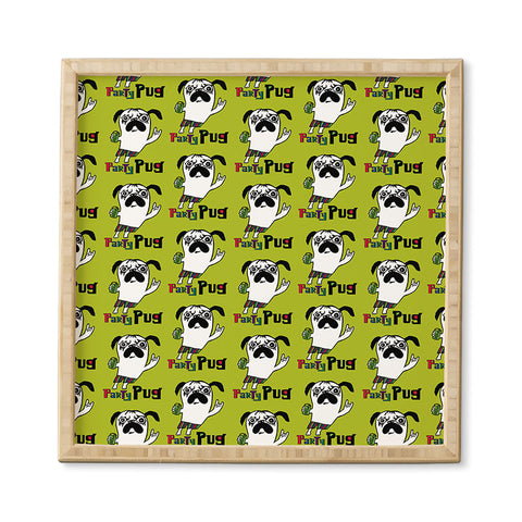 Andi Bird Party Pug Chartreuse Framed Wall Art
