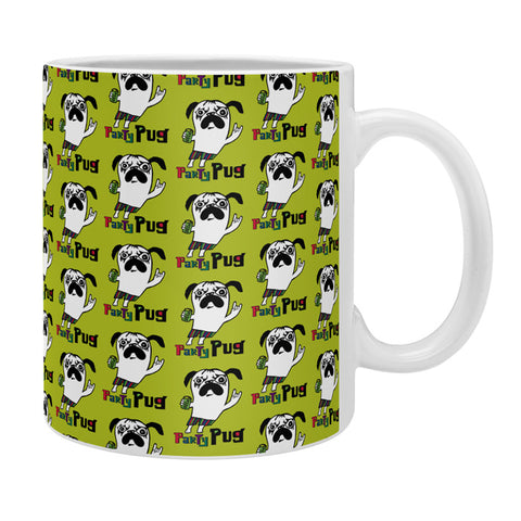 Andi Bird Party Pug Chartreuse Coffee Mug