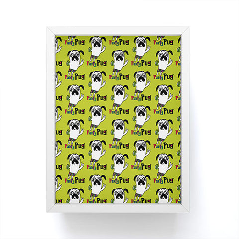 Andi Bird Party Pug Chartreuse Framed Mini Art Print