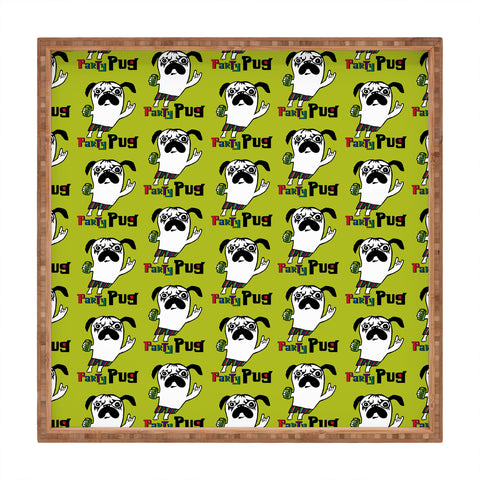 Andi Bird Party Pug Chartreuse Square Tray