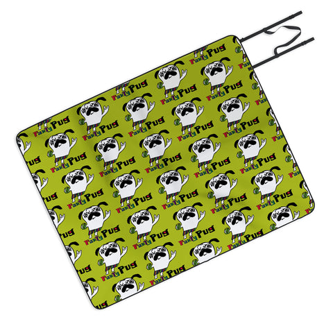 Andi Bird Party Pug Chartreuse Picnic Blanket