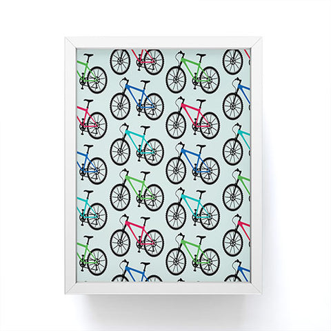 Andi Bird Ride A Bike Aqua Framed Mini Art Print