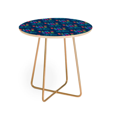 Andi Bird Ride A Bike Sketchy Navy Round Side Table