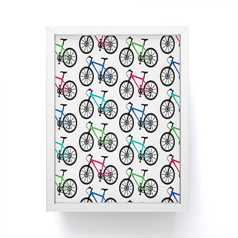 Andi Bird Ride A Bike White Framed Mini Art Print