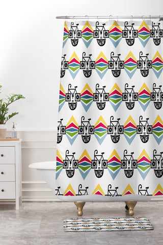 Andi Bird So Spoked Bicycle Shower Curtain And Mat