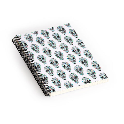 Andi Bird Sugar Skull Blue Spiral Notebook