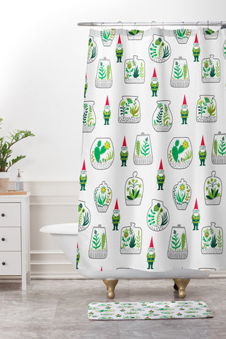 Andi Bird Terrariums And Gnomes Shower Curtain And Mat