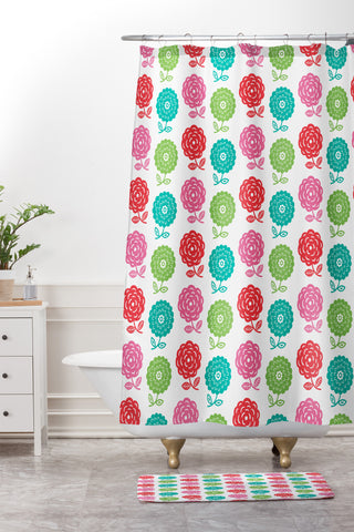Andi Bird Tomales Flowers Shower Curtain And Mat
