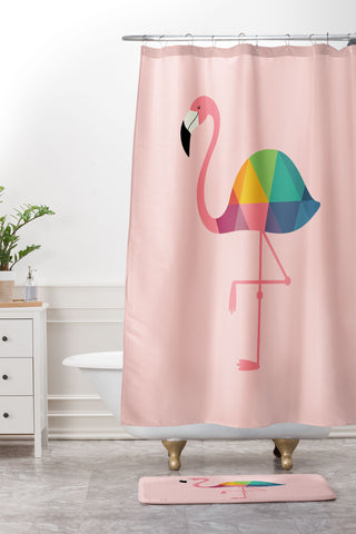 Andy Westface Rainbow Flamingo Shower Curtain And Mat