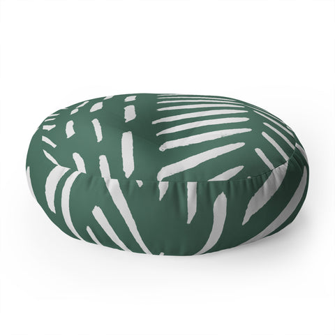Angela Minca Abstract herringbone green Floor Pillow Round