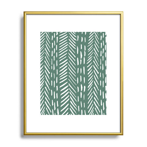 Angela Minca Abstract herringbone green Metal Framed Art Print