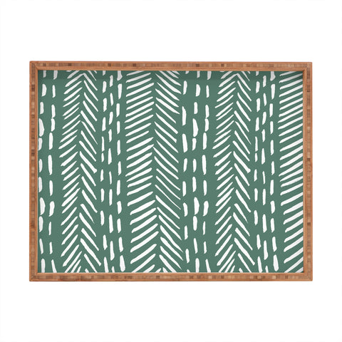 Angela Minca Abstract herringbone green Rectangular Tray