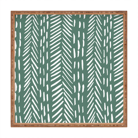 Angela Minca Abstract herringbone green Square Tray
