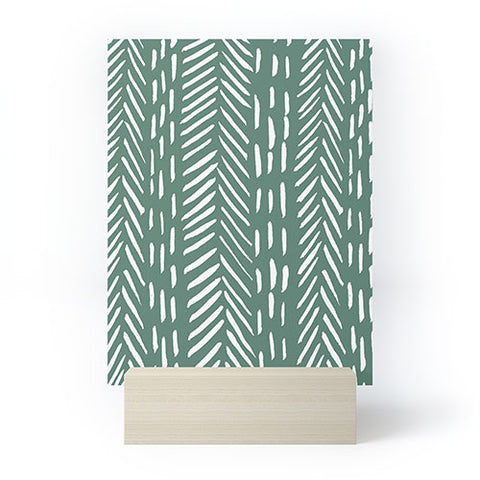 Angela Minca Abstract herringbone green Mini Art Print