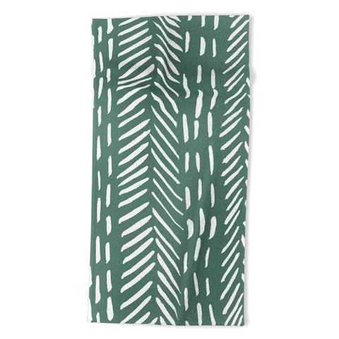 Angela Minca Abstract herringbone green Beach Towel