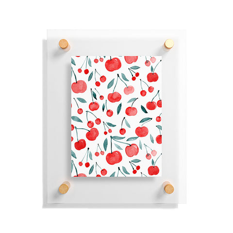 Angela Minca Cherries red and teal Floating Acrylic Print