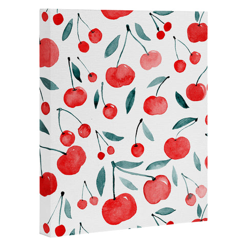 Angela Minca Cherries red and teal Art Canvas