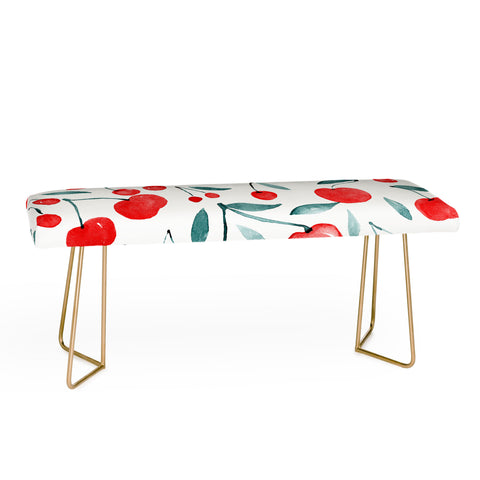 Angela Minca Cherries red and teal Bench
