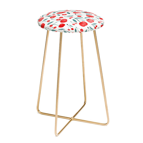 Angela Minca Cherries red and teal Counter Stool