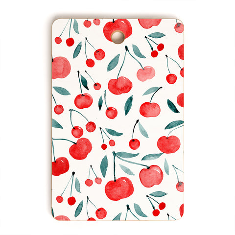 Angela Minca Cherries red and teal Cutting Board Rectangle