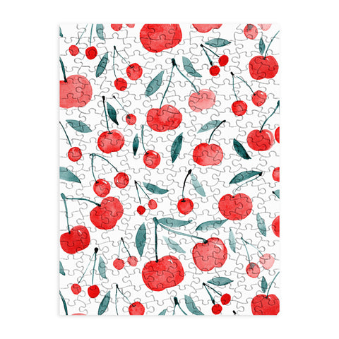 Angela Minca Cherries red and teal Puzzle