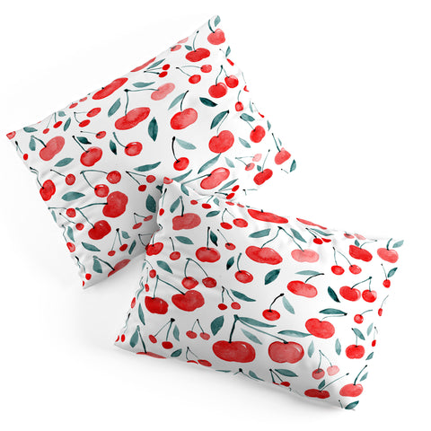 Angela Minca Cherries red and teal Pillow Shams