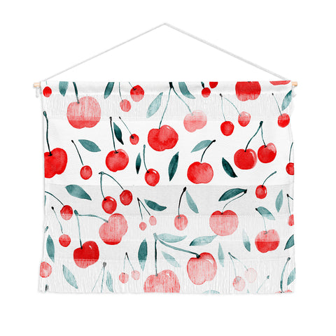 Angela Minca Cherries red and teal Wall Hanging Landscape