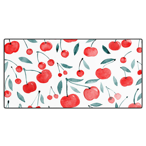 Angela Minca Cherries red and teal Desk Mat