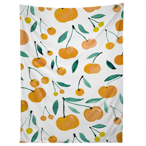 Angela Minca Cherries yellow and green Tapestry