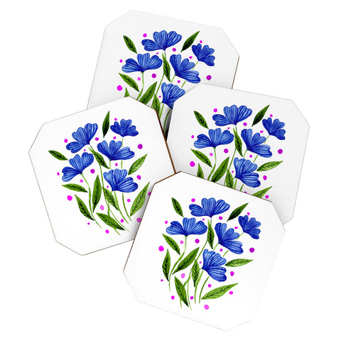 Angela Minca Cute floral bouquet blue Coaster Set